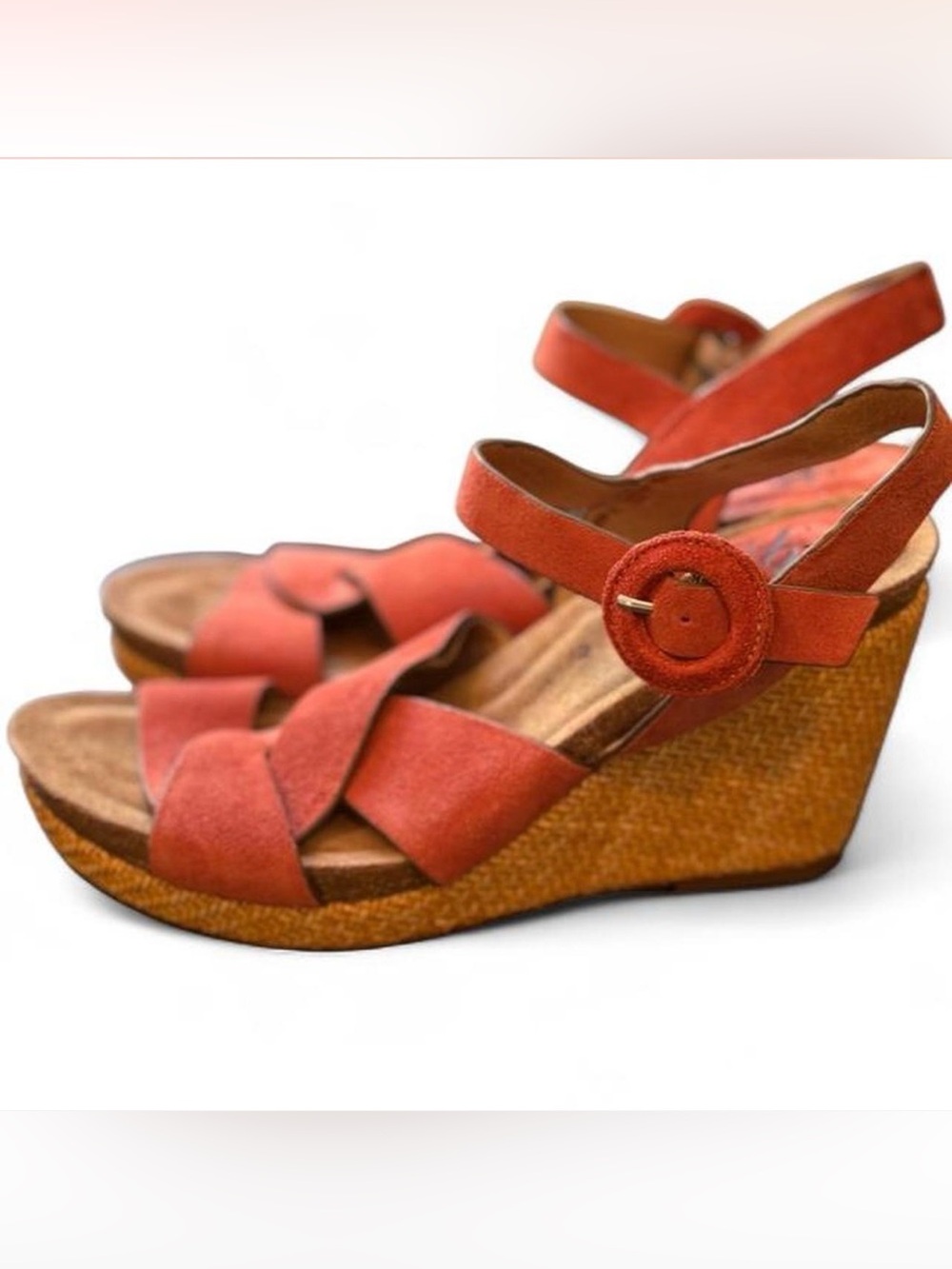 Söfft Red Suede Espadrille Wedge Sandals NWOT Size 9